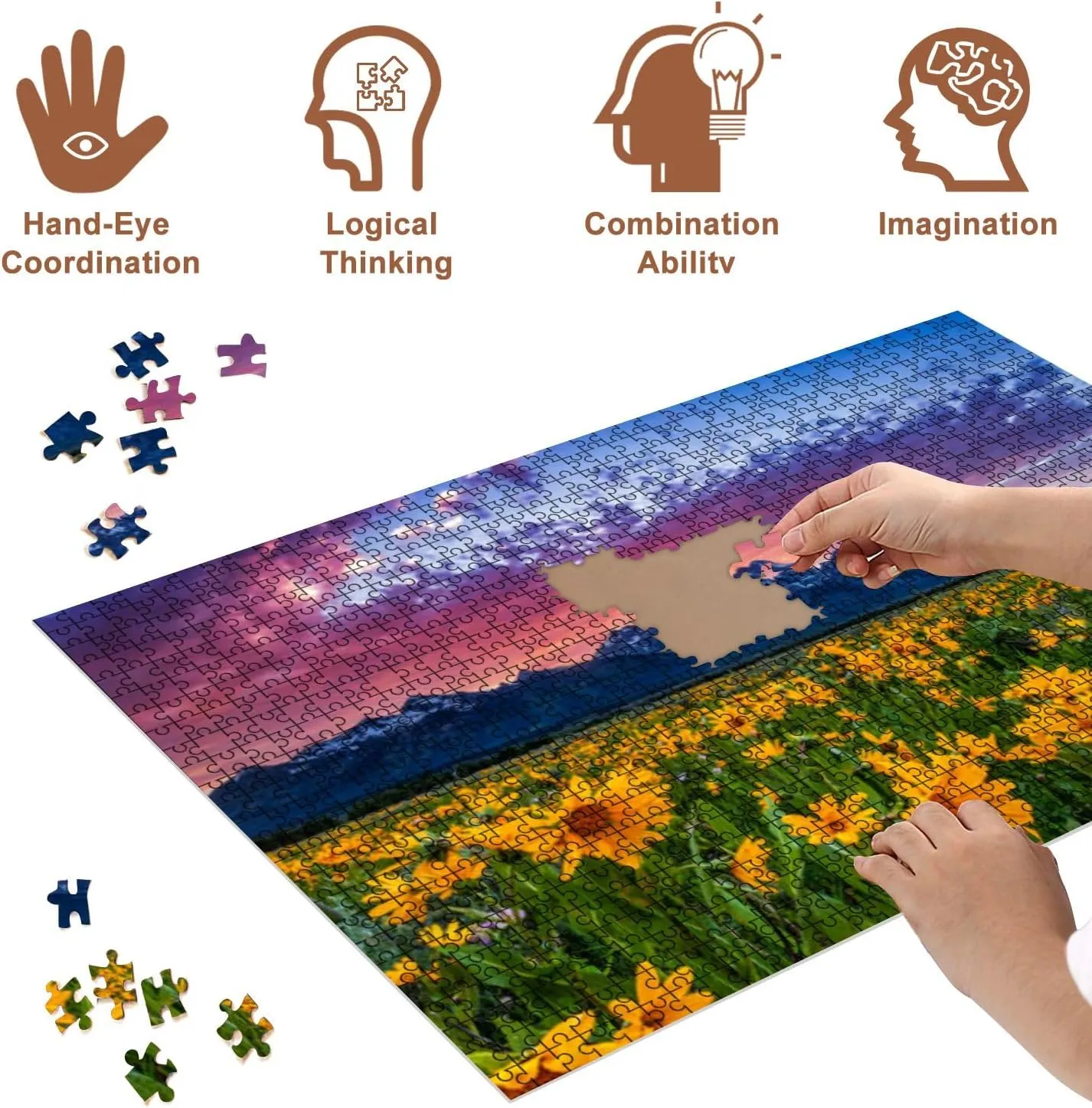 Jigsaw Puzzles 500 Pieces for Adult Sunset Tetons Puzzle Game for Family Wooden Puzzle Toy Educational Games Puzzles for Home Decor