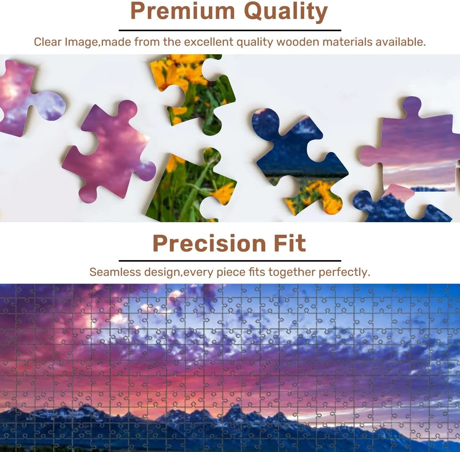 Jigsaw Puzzles 500 Pieces for Adult Sunset Tetons Puzzle Game for Family Wooden Puzzle Toy Educational Games Puzzles for Home Decor