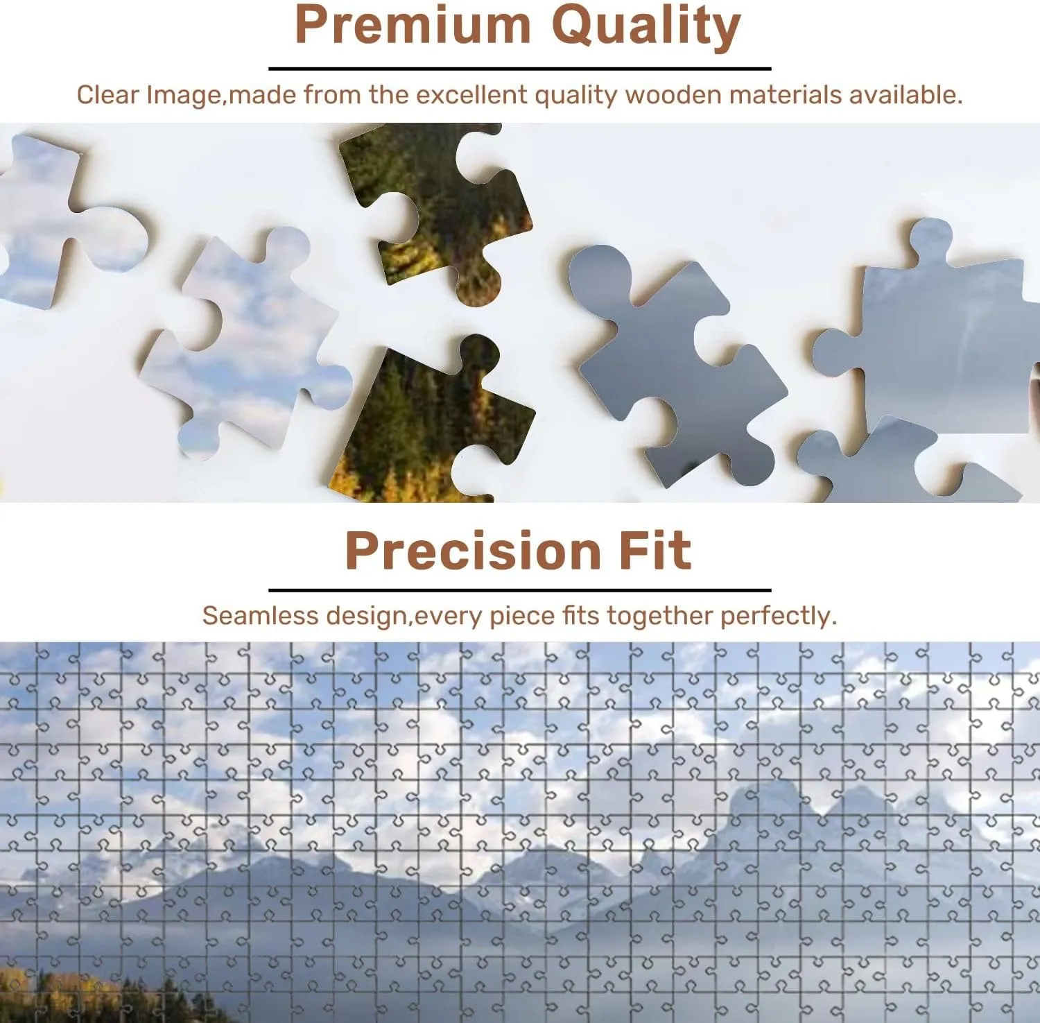 Jigsaw Puzzles 500 Pieces for Adult Three Sisters Mountain Fall Path Misty Forest Pictures Puzzle Game for Family Wooden Puzzle Toy Educational Games Puzzles for Home Decor