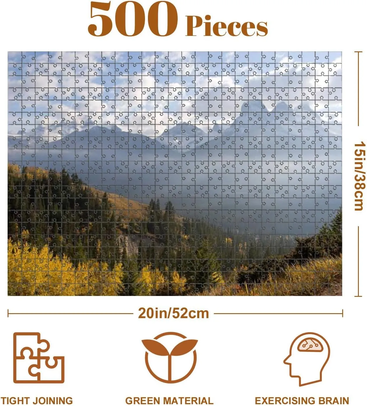 Jigsaw Puzzles 500 Pieces for Adult Three Sisters Mountain Fall Path Misty Forest Pictures Puzzle Game for Family Wooden Puzzle Toy Educational Games Puzzles for Home Decor