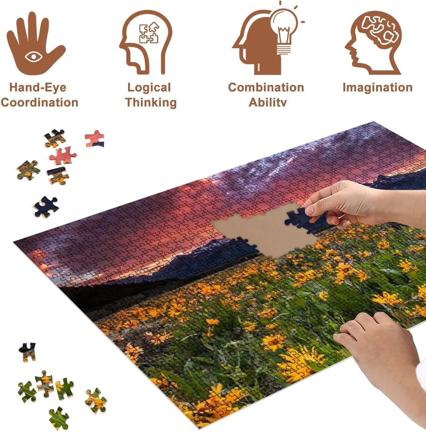 Jigsaw Puzzles 500 Pieces for Adult Vibrant Mountain Sky Puzzle Game for Family Wooden Puzzle Toy Educational Games Puzzles for Home Decor