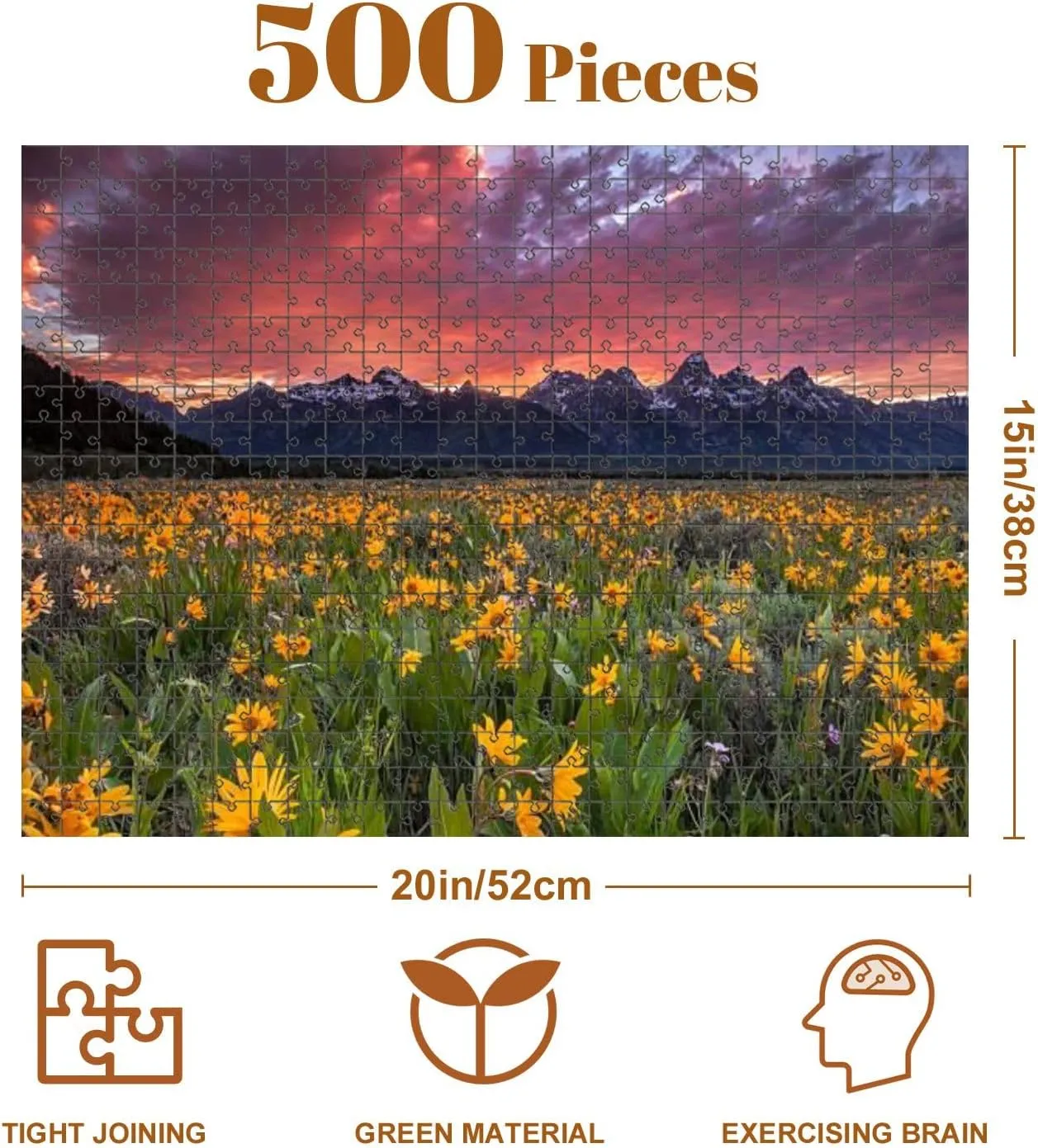 Jigsaw Puzzles 500 Pieces for Adult Vibrant Mountain Sky Puzzle Game for Family Wooden Puzzle Toy Educational Games Puzzles for Home Decor
