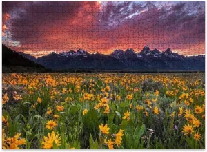 Jigsaw Puzzles 500 Pieces for Adult Vibrant Mountain Sky Puzzle Game for Family Wooden Puzzle Toy Educational Games Puzzles for Home Decor