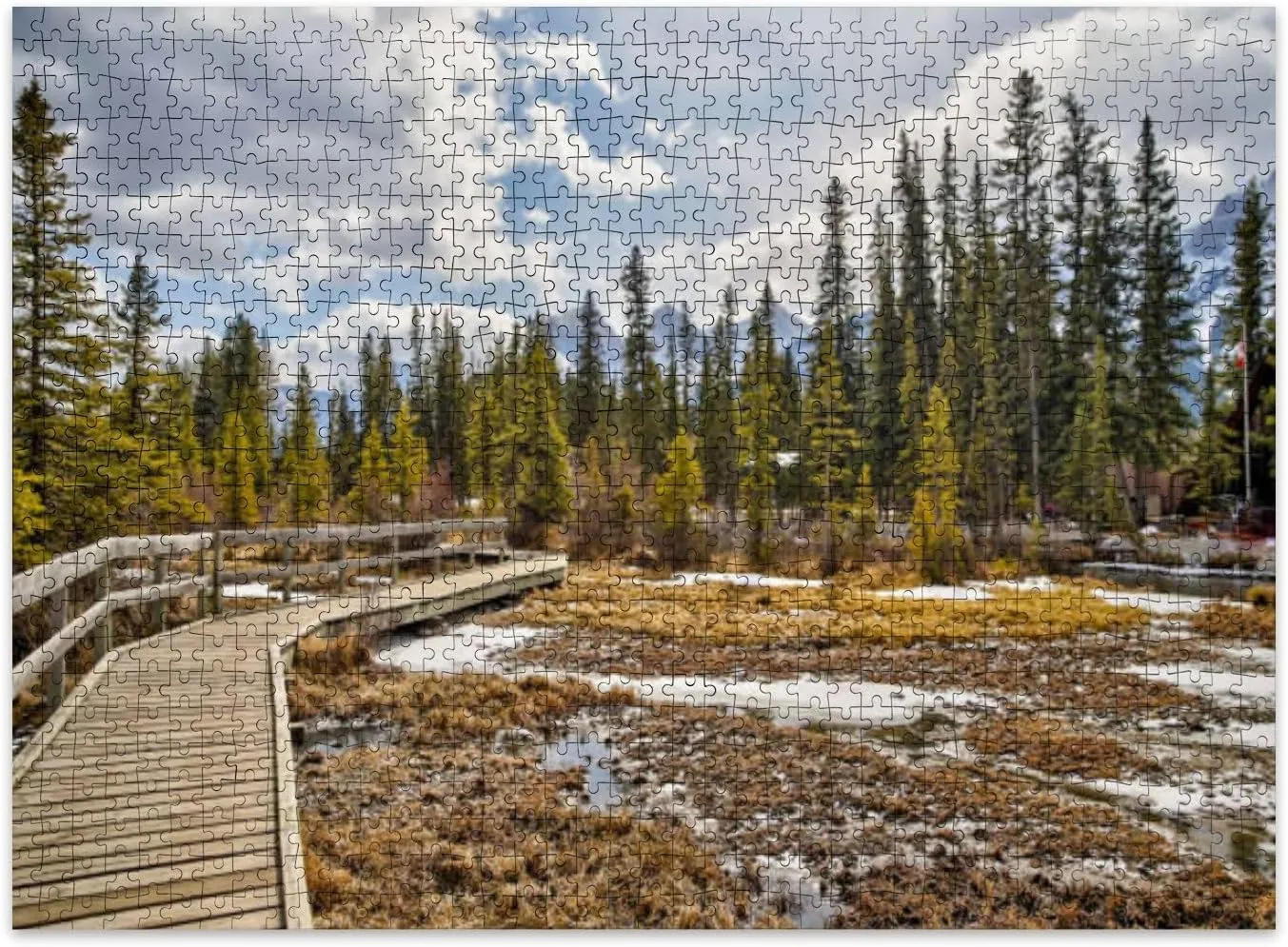 Jigsaw Puzzles 500 Pieces for Adult Views Three Sisters Surrounding Rocky Mountains Along Policeman s Puzzle Game for Family Wooden Puzzle Toy Educational Games Puzzles for Home Decor