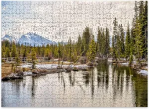 Jigsaw Puzzles 500 Pieces for Adult Views Three Sisters Surrounding Rocky Mountains Along Policeman s Puzzle Game for Family Wooden Puzzle Toy Educational Games Puzzles for Home Decor
