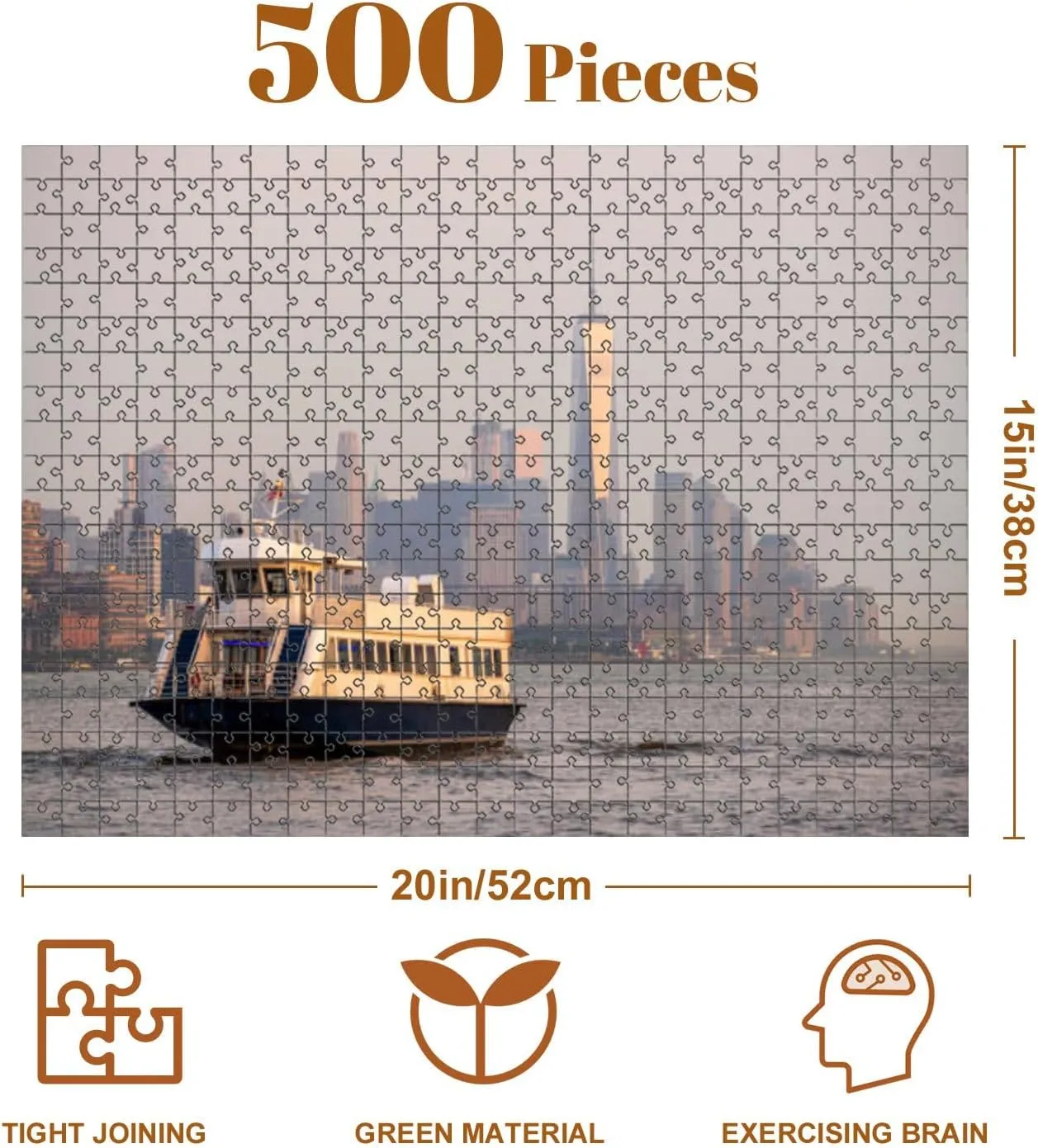 Jigsaw Puzzles 500 Pieces for Adult Waterway transports Passengers from to New Jersey Puzzle Game for Family Wooden Puzzle Toy Educational Games Puzzles for Home Decor