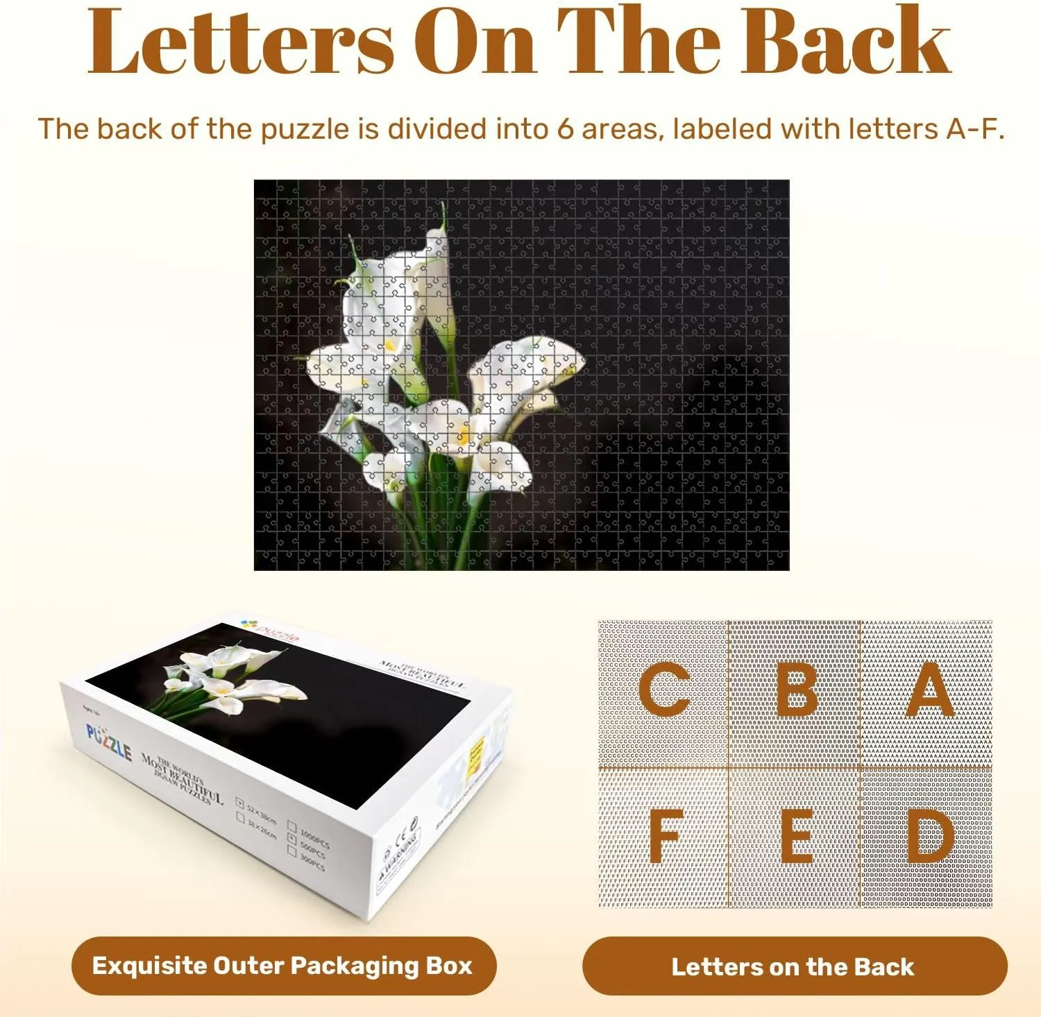 Jigsaw Puzzles 500 Pieces for Adult White Cala Lily Dark Puzzle Game for Family Wooden Puzzle Toy Educational Games Puzzles for Home Decor