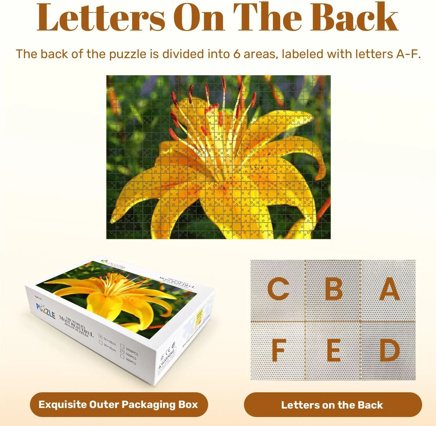 Jigsaw Puzzles 500 Pieces for Adult Yellow Beautiful Lily Close up Texture Puzzle Game for Family Wooden Puzzle Toy Educational Games Puzzles for Home Decor