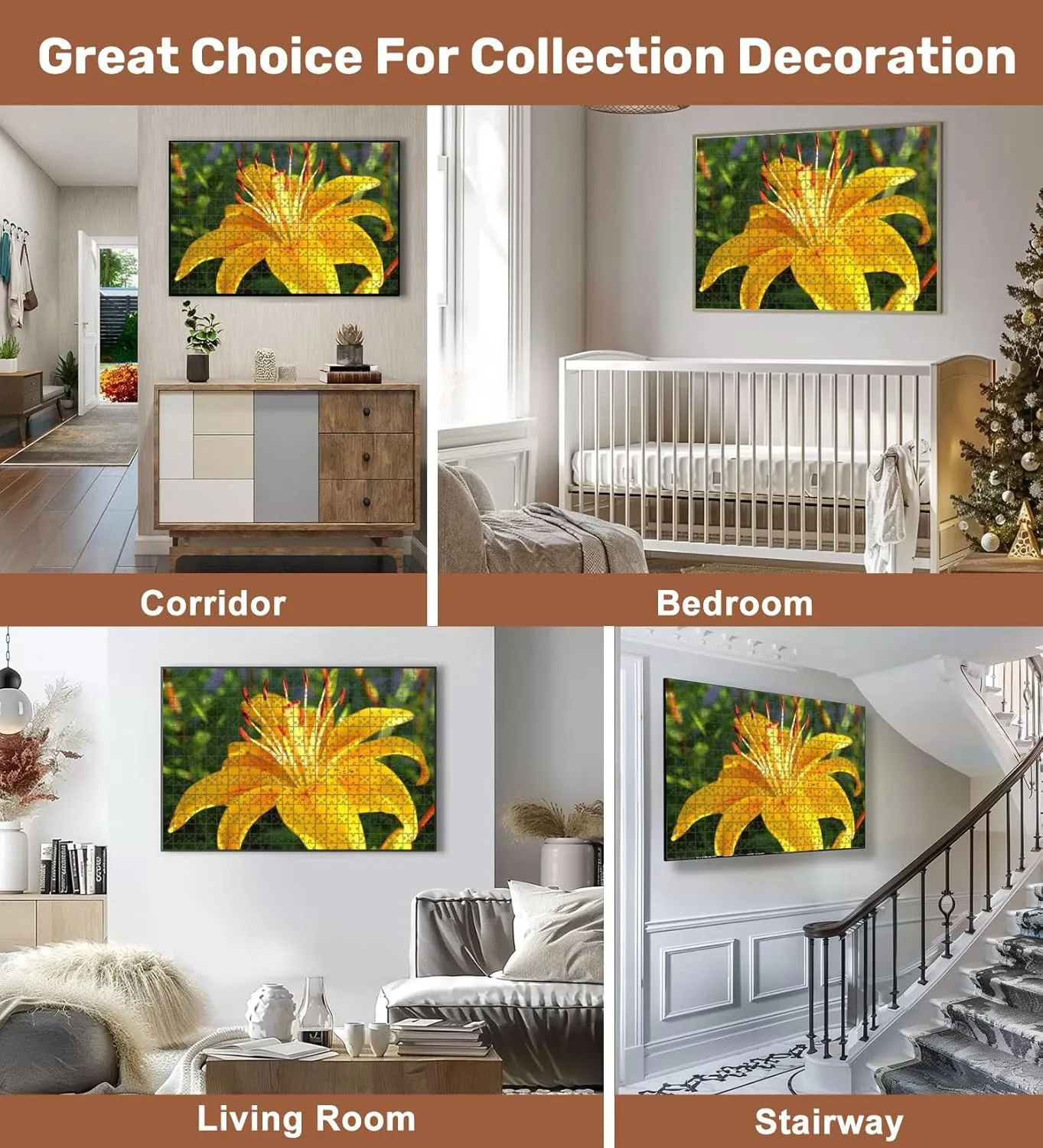 Jigsaw Puzzles 500 Pieces for Adult Yellow Beautiful Lily Close up Texture Puzzle Game for Family Wooden Puzzle Toy Educational Games Puzzles for Home Decor