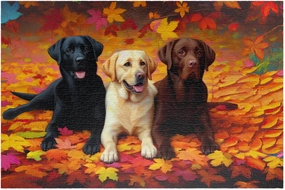 Jigsaw Puzzles 1000 Piece for Adults - Dogs in Forest - Labrador Retriever Dog in Autumn Park Animal Fun Puzzle Educational Family Game Toys Adults Home Decoration Colorful Puzzle Gifts