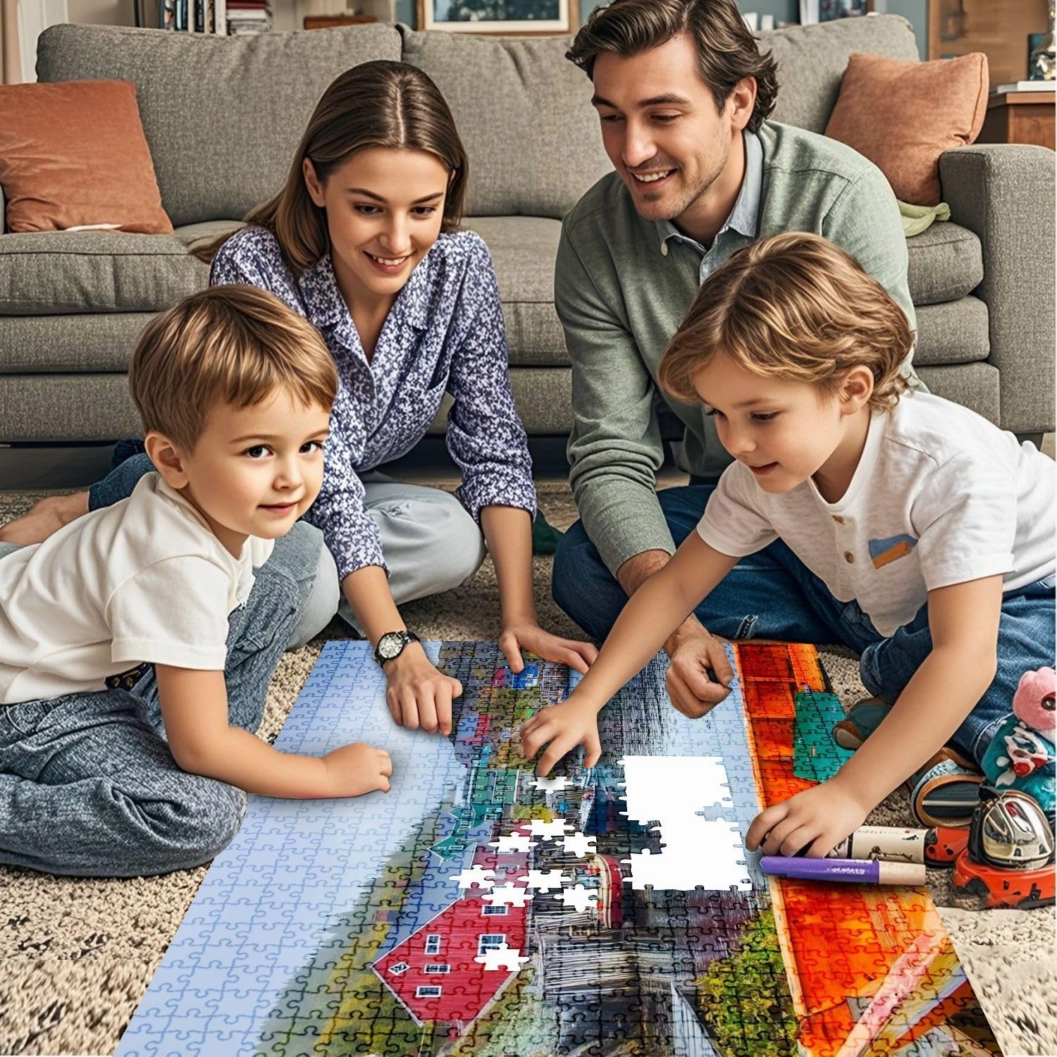 Jigsaw Puzzles 1000 Pieces for Adult Charming Fishing Village Quidi s Newfoundland Canada Puzzle Game for Family Wooden Puzzle Toy Educational Games Puzzles for Home Decor