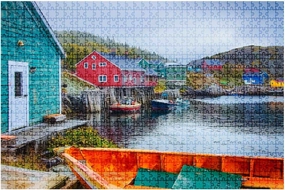 Jigsaw Puzzles 1000 Pieces for Adult Charming Fishing Village Quidi s Newfoundland Canada Puzzle Game for Family Wooden Puzzle Toy Educational Games Puzzles for Home Decor