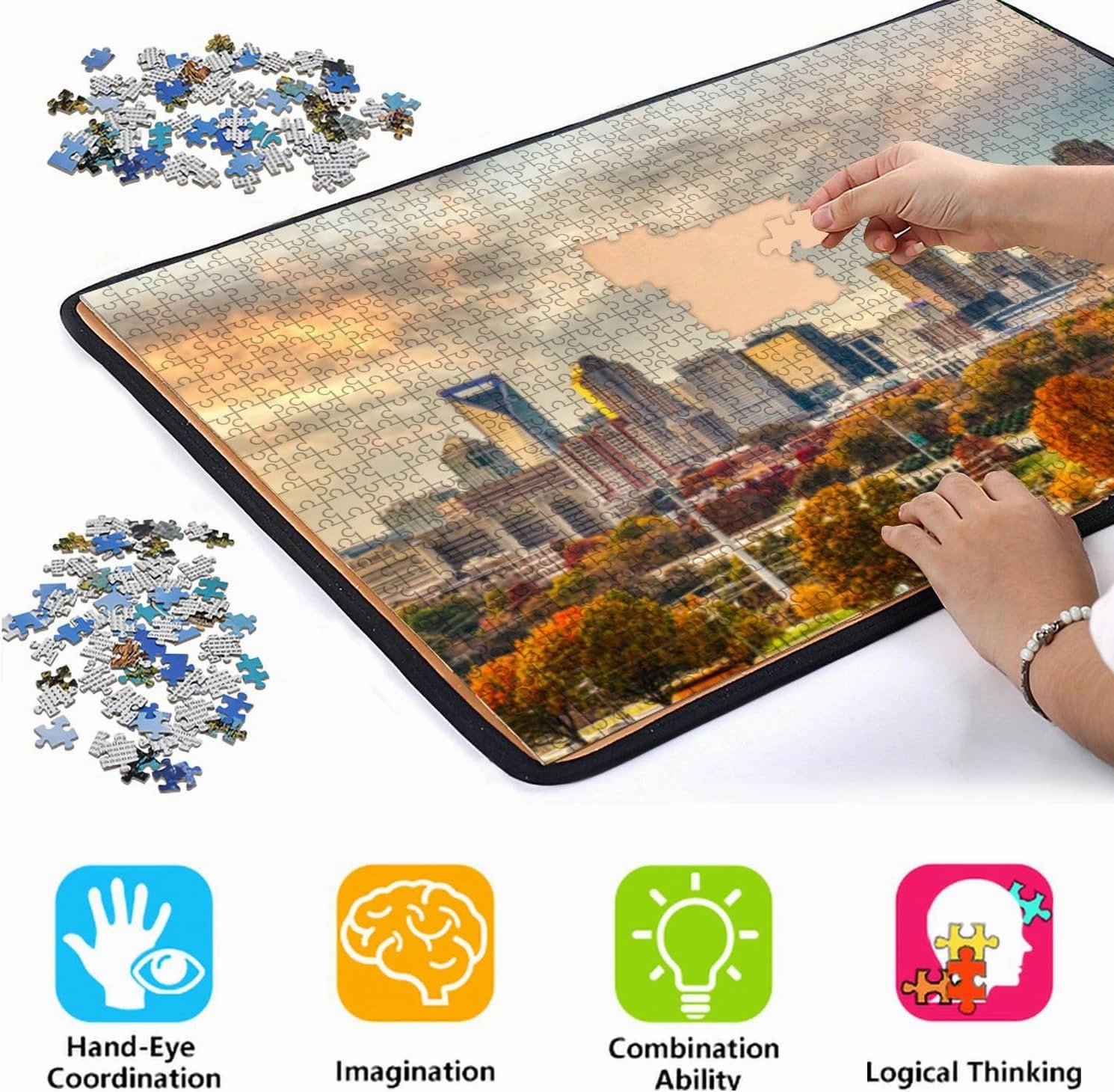 Jigsaw Puzzles 1000 Pieces for Adult Fall Charlotte NC Puzzle Game for Family Wooden Puzzle Toy Educational Games Puzzles for Home Decor