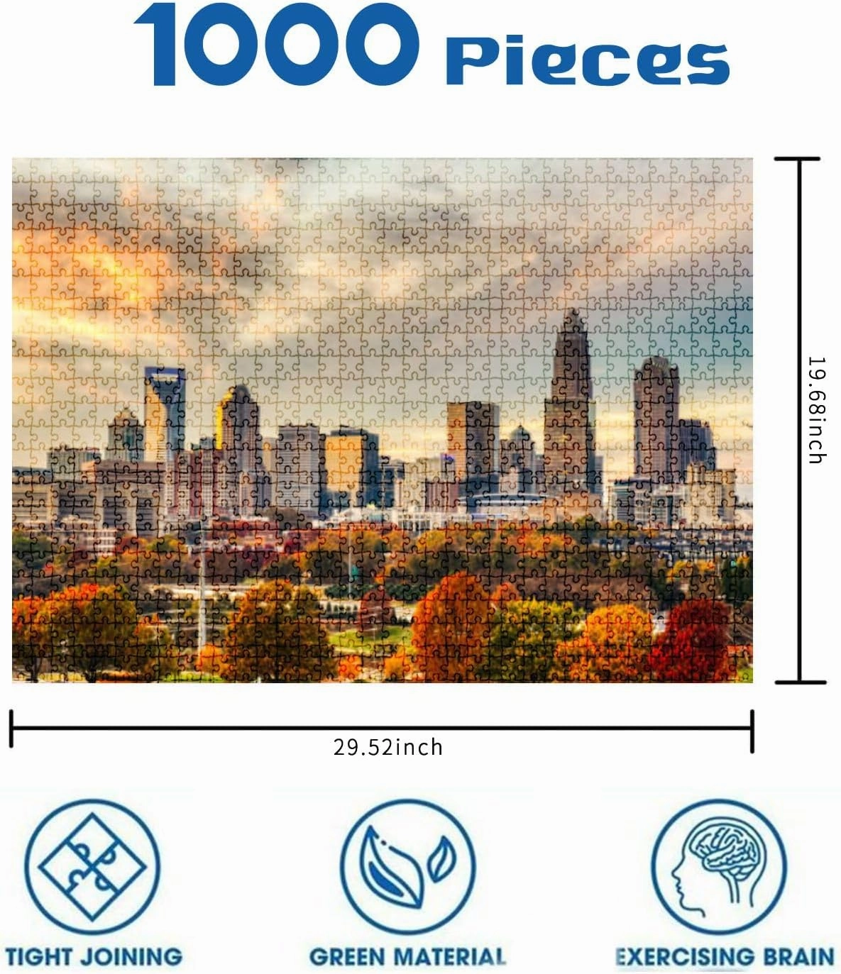 Jigsaw Puzzles 1000 Pieces for Adult Fall Charlotte NC Puzzle Game for Family Wooden Puzzle Toy Educational Games Puzzles for Home Decor