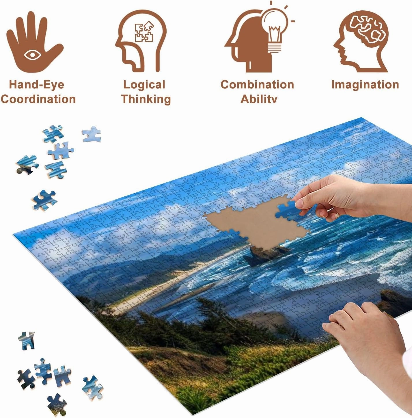 Jigsaw Puzzles 1000 Pieces for Adult Oregon Coast Puzzle Game for Family Wooden Puzzle Toy Educational Games Puzzles for Home Decor