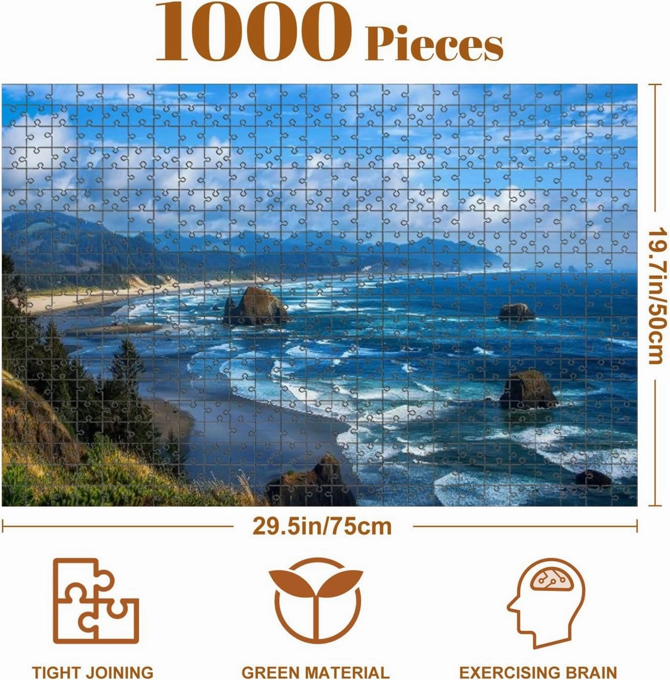 Jigsaw Puzzles 1000 Pieces for Adult Oregon Coast Puzzle Game for Family Wooden Puzzle Toy Educational Games Puzzles for Home Decor