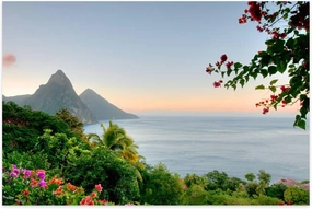 Jigsaw Puzzles 1000 Pieces for Adult Panoramic View St Lucias Twin Pitons at Sunrise Puzzle Game for Family Wooden Puzzle Toy Educational Games Puzzles for Home Decor