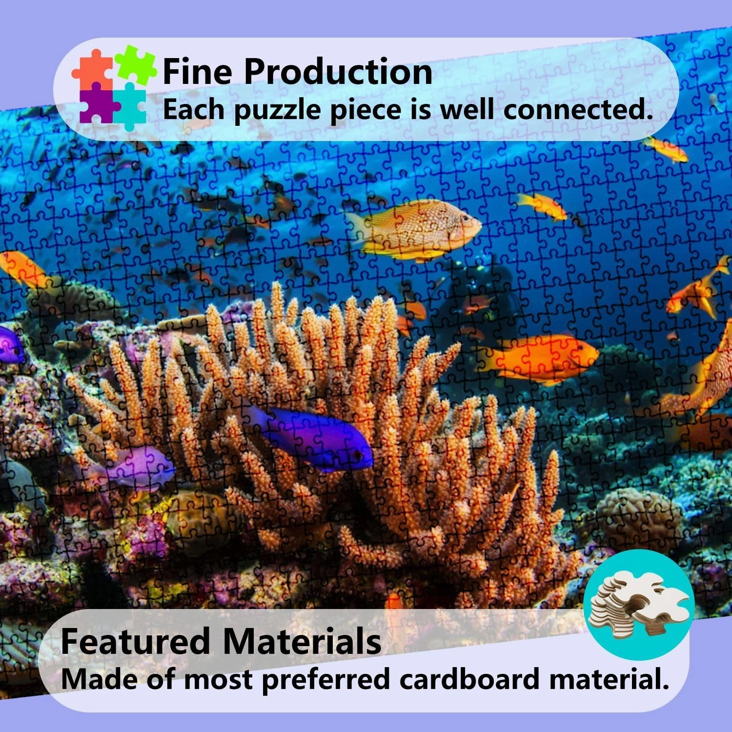 Jigsaw Puzzles 1000 Pieces for Adult Reefscape Hard Corals Tropical Fish Barrier Puzzle Game for Family Wooden Puzzle Toy Educational Games Puzzles for Home Decor
