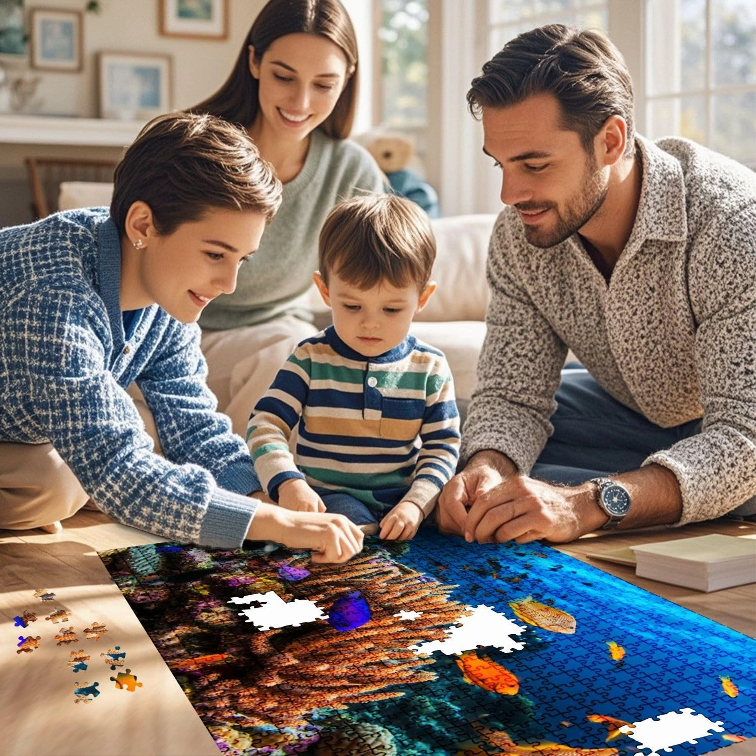 Jigsaw Puzzles 1000 Pieces for Adult Reefscape Hard Corals Tropical Fish Barrier Puzzle Game for Family Wooden Puzzle Toy Educational Games Puzzles for Home Decor