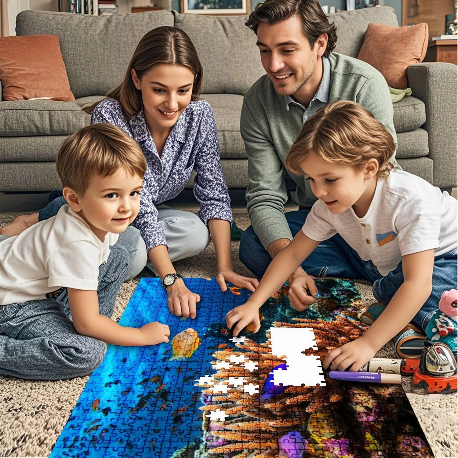 Jigsaw Puzzles 1000 Pieces for Adult Reefscape Hard Corals Tropical Fish Barrier Puzzle Game for Family Wooden Puzzle Toy Educational Games Puzzles for Home Decor