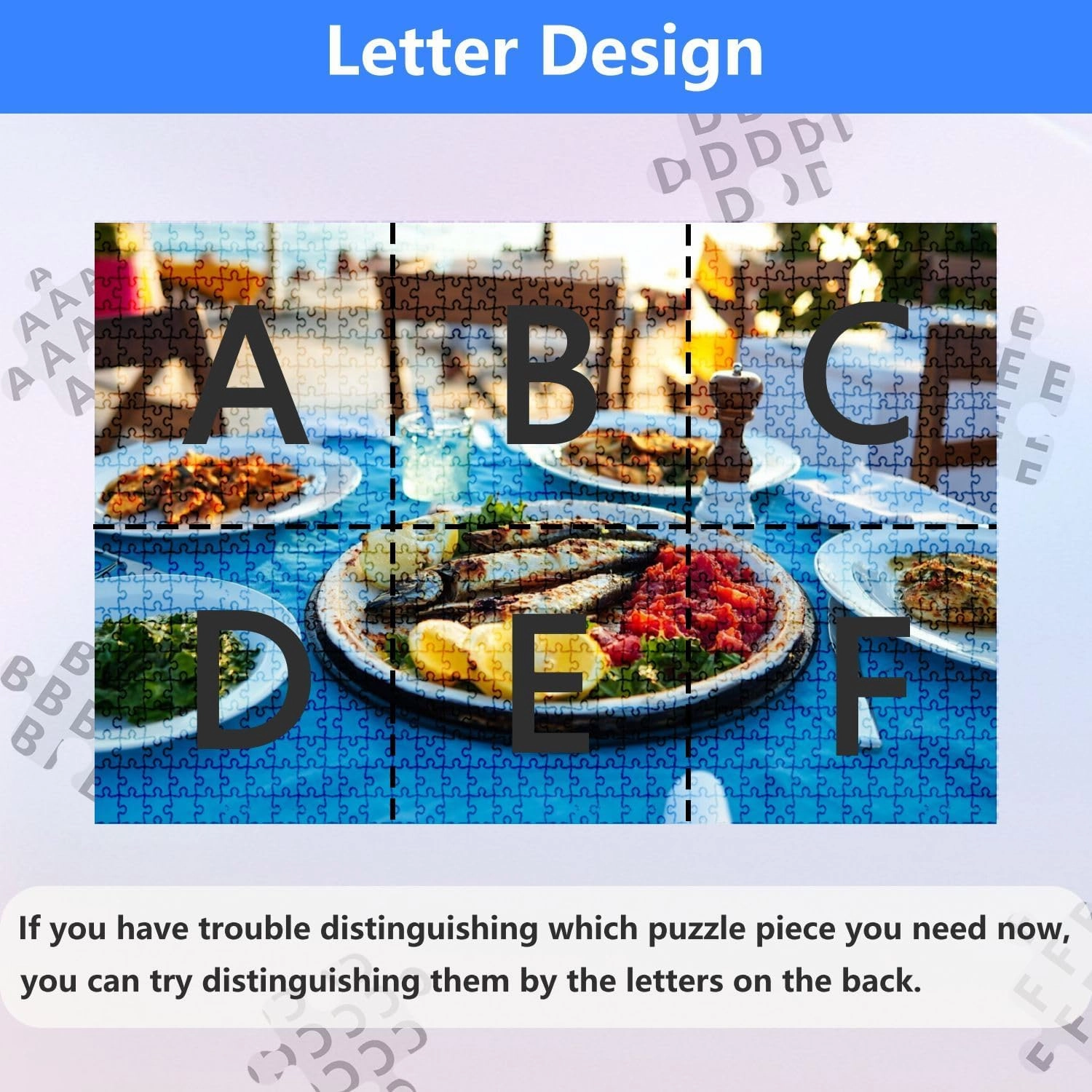 Jigsaw Puzzles 1000 Pieces for Adult Shrimp Seafoods appetizers Salads Fish Restaurant Beach Restaurant Puzzle Game for Family Wooden Puzzle Toy Educational Games Puzzles for Home Decor
