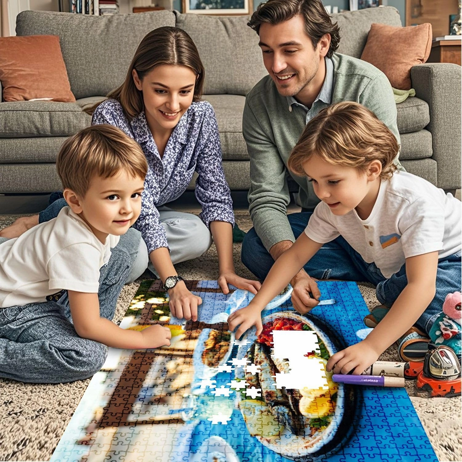 Jigsaw Puzzles 1000 Pieces for Adult Shrimp Seafoods appetizers Salads Fish Restaurant Beach Restaurant Puzzle Game for Family Wooden Puzzle Toy Educational Games Puzzles for Home Decor