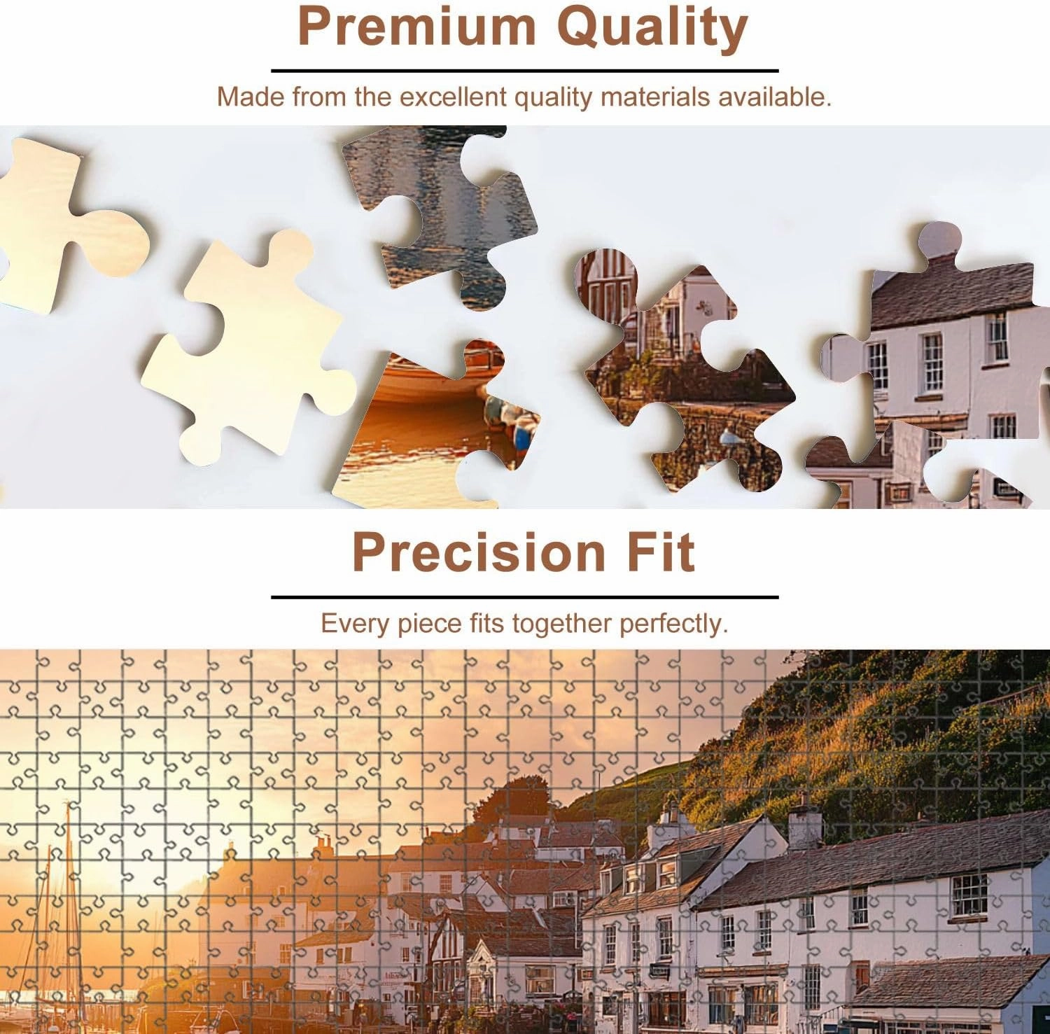 Jigsaw Puzzles 500 Pieces for Adult Cornish Fishing Village Puzzle Game for Family Wooden Puzzle Toy Educational Games Puzzles for Home Decor
