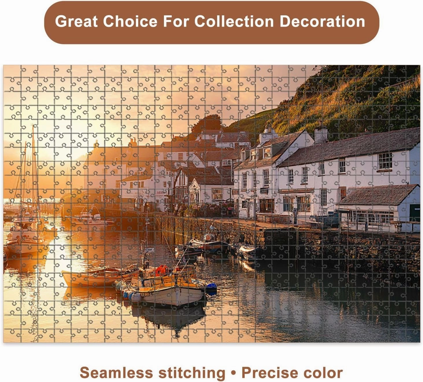 Jigsaw Puzzles 500 Pieces for Adult Cornish Fishing Village Puzzle Game for Family Wooden Puzzle Toy Educational Games Puzzles for Home Decor