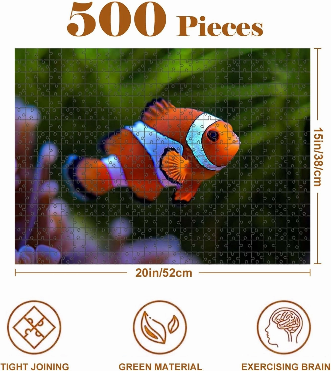 Jigsaw Puzzles 500 Pieces for Adult Fish Nature Sea Underwater Puzzle Game for Family Wooden Puzzle Toy Educational Games Puzzles for Home Decor
