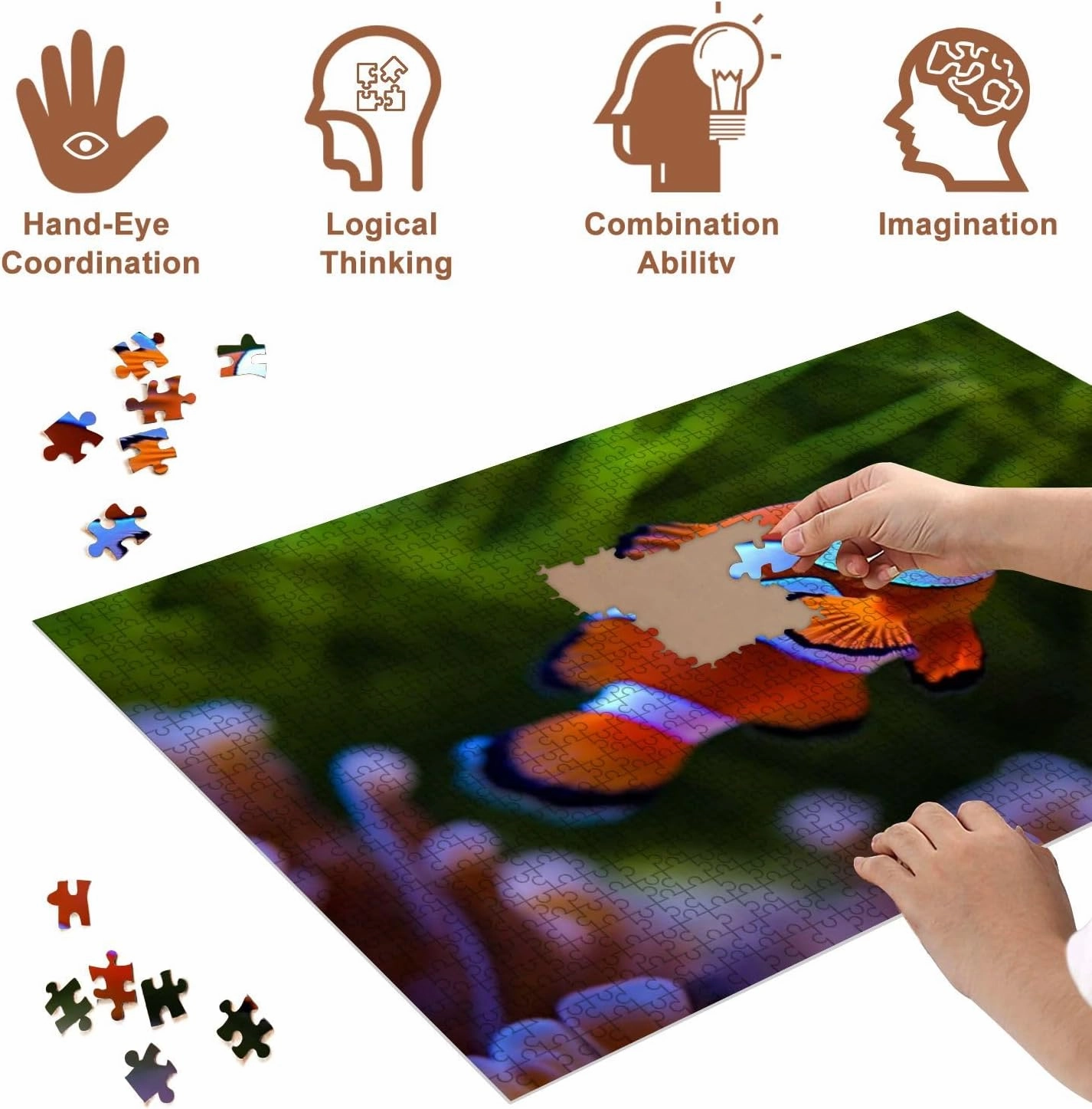 Jigsaw Puzzles 500 Pieces for Adult Fish Nature Sea Underwater Puzzle Game for Family Wooden Puzzle Toy Educational Games Puzzles for Home Decor