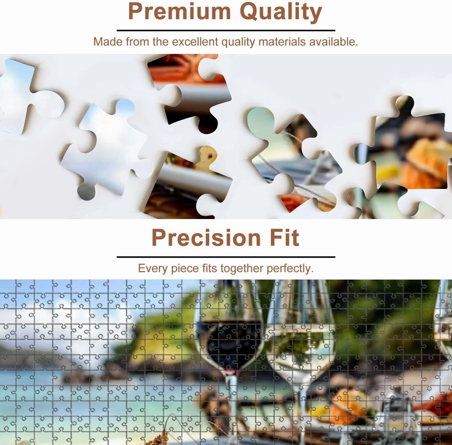 Jigsaw Puzzles 500 Pieces for Adult Seafood Lunch Beach Puzzle Game for Family Wooden Puzzle Toy Educational Games Puzzles for Home Decor