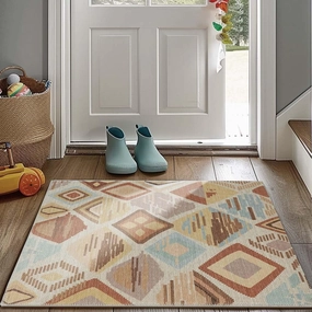 jinchan Kids Washable Rug 2x3 Entryway Area Rug Geometric Faux Jute Moroccan Small Indoor Doormat Non-Slip Colorful Modern Carpet for Nursery Kids Room Bedroom Kitchen Bathroom Boho Tan