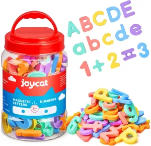 JoyCat Magnetic Letters and Numbers, Uppercase and Lowercase Alphabet Fridge Magnets, Preschool Educational Learning Plastic ABC 123 Colorful Toy Set, Math Symbols for Toddlers, Kids (104 PCS)