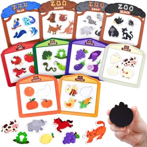 JoyCat Wooden Fridge Magnets for Toddlers, 50PCS Magnetic Color Sorting Refrigerator Toys, Farm & Zoo Animal Magnets for Kids, Baby Educational Learning Gifts for 2, 3, 4, 5 Year Olds