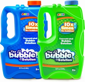 JOYIN 2 Bottles Bubbles Refill Solutions 64 oz (up to 5 Gallon), Concentrated Solution for Bubble Machine, Gun, Wand Refill Fluid Summer, Easter Toys (Blue Green)