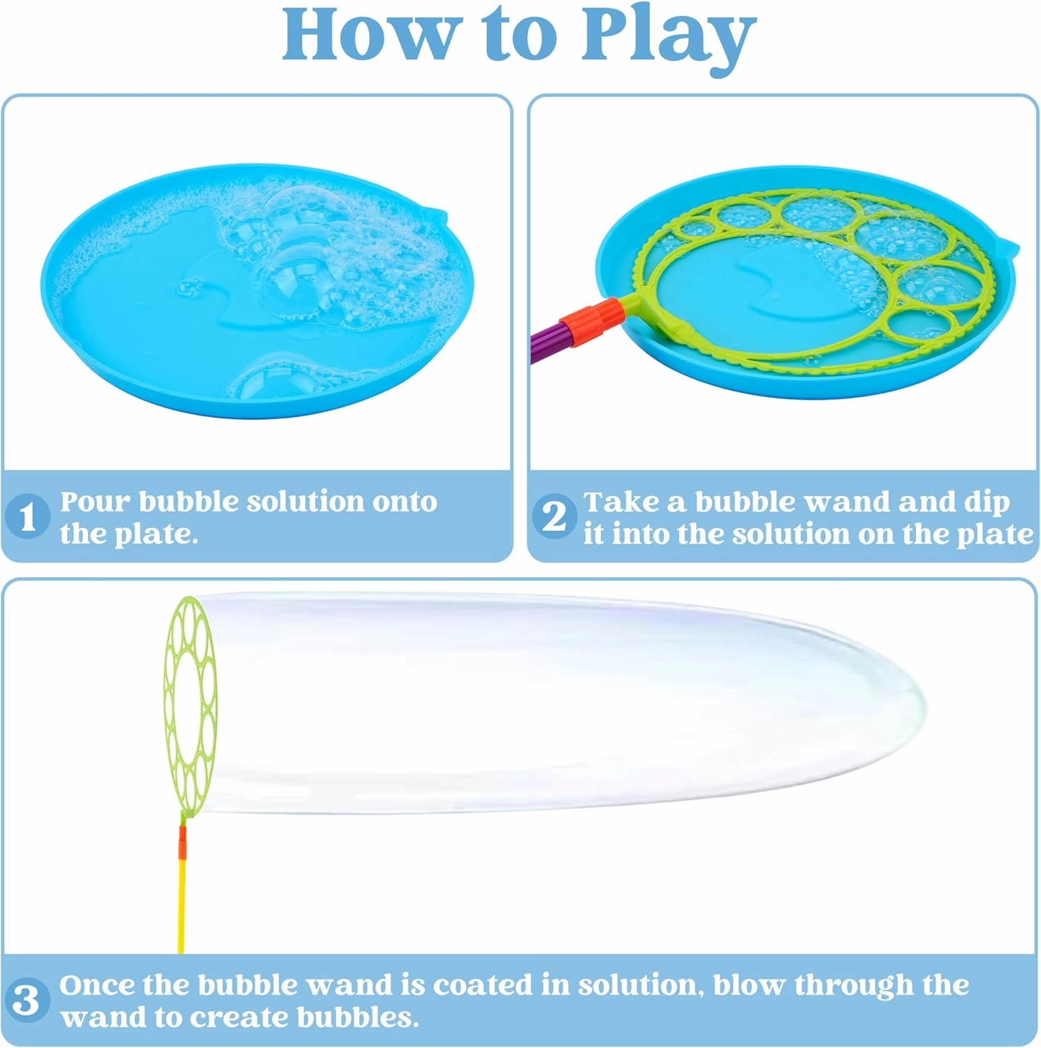JOYIN Big Bubble Wands Set, Giant Bubble Wand Toys with Tray Bulk for Kids Adults, Summer Toys, Birthday Party Favors, Outdoor Activities, Easter Basket Stuffers