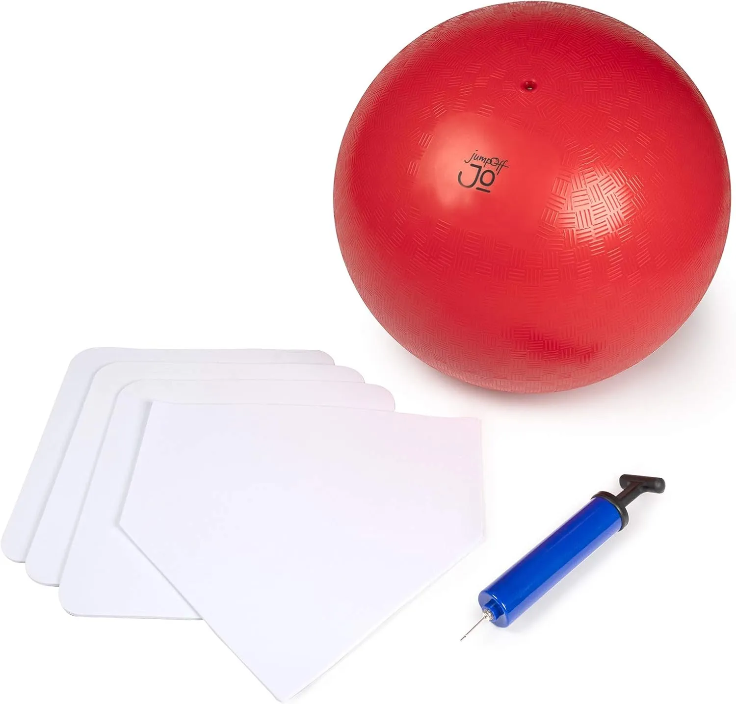JumpOff Jo - Premium Kickball Set - Oversized 15-Inch Durable Kickball, Baseball Bases, Ball Pump & 2 Needles, Playground Equipment for Backyard Games & Outdoor Activities