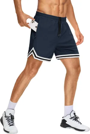 JWM Mens Long Basketball Shorts with Zip Pockets - 11" Mesh Athletic Gym Workout Sport Shorts Quick Dry Lightweight