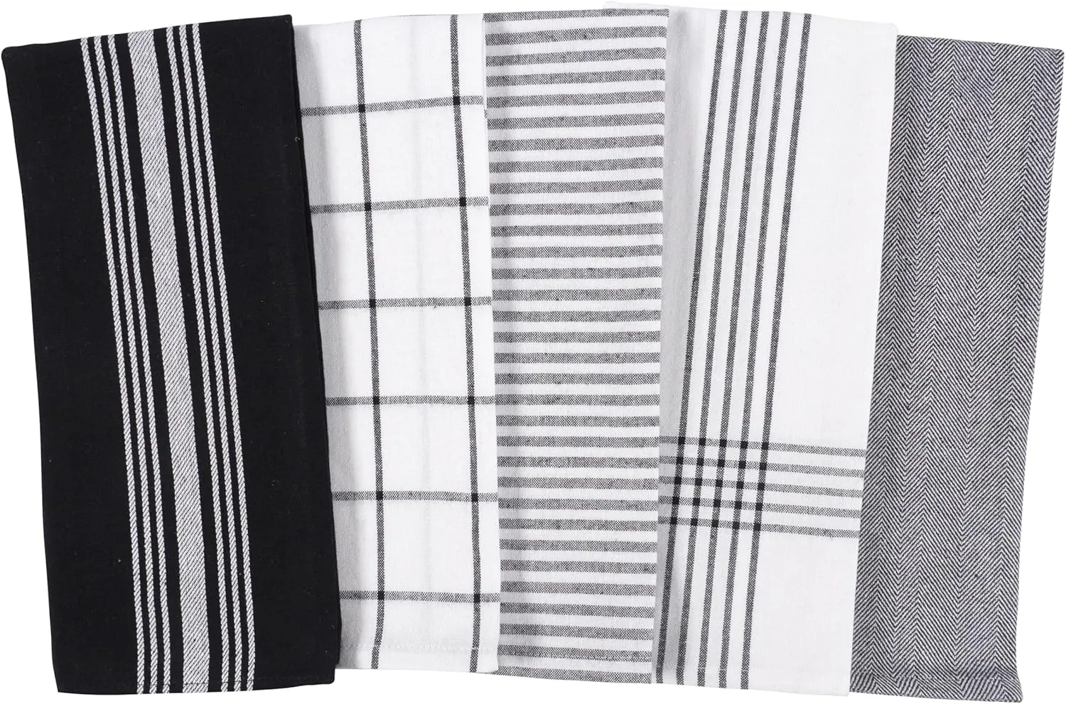 KAF Home Soho Kitchen Dish Towel Set of 10 | 18 x 28 Inch Tea Towels | Soft and Absorbent Mixed Set of Flat Towels | for Hand Drying & Cleaning Dishes | Durable & Colorful (Black)