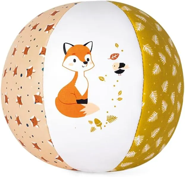 KALOO - Mon Ballon Cabbage Fox - 10 cm - Baby Toy - Soft Ball for Children with Illustrations - Develops Gripping and Imagination - From 6 Months, K221500