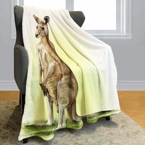Kangaroo Blanket Australian Animal Fleece Blanket Soft Fuzzy Plush Throw Blankets for Couch Bed 50"x60"