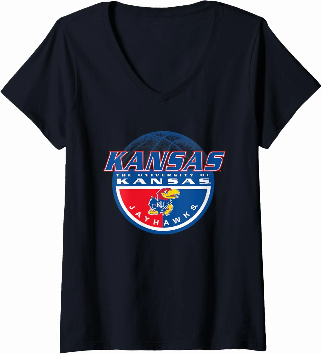 Kansas Jayhawks Basketball Dunk Officially Licensed V-Neck T-Shirt