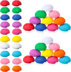 Kasyat 40 Pcs Brain Stress Ball Mini Brain Shaped Stress Ball Bulk PU Hand Muscle Exercise Pressure Prop for Adult Improving Grip Strength Object Recognition Prop Mold Halloween(Colorful,Mini)
