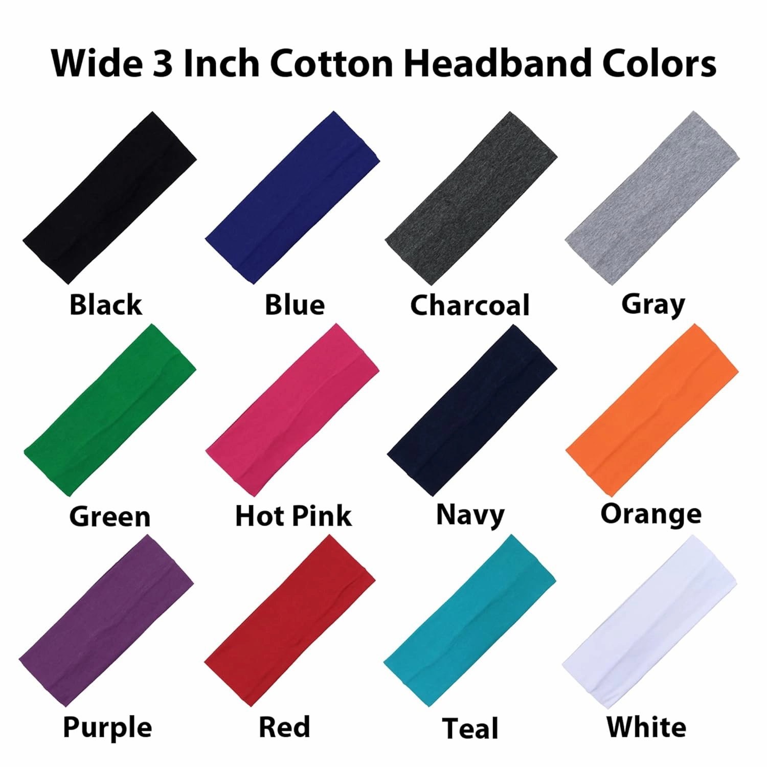 Kenz Laurenz 3" Cotton Headbands Pack Stretch Elastic Yoga Soft and Stretchy Sports Sweatbands Fashion Headband for Teens Women Girls (12 pc Headbands, Hot Pink)