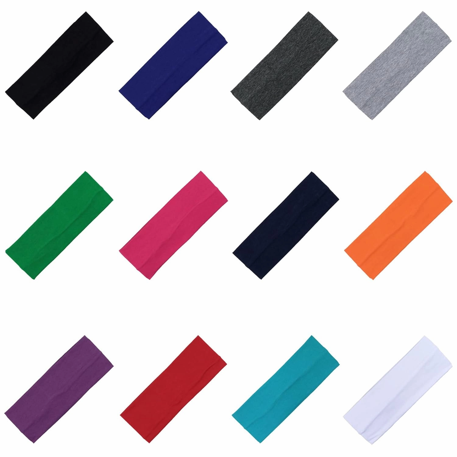 Kenz Laurenz 3" Cotton Headbands Pack Stretch Elastic Yoga Soft and Stretchy Sports Sweatbands Fashion Headband for Teens Women Girls (12 pc Headbands, Hot Pink)