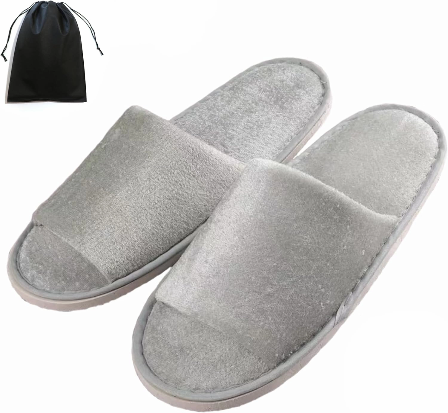 KHC-KHF Spa Slipper- 5 Pairs of Velvet Open Toe Slippers with Travel Bags- One Size Fit Most Men and Women for Spa