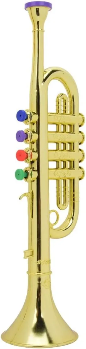 Kid Trumpet Toy, Preschool Music Instrument Music Interests Golden Coated Plastic Trumpet Toy