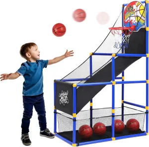 Kiddie Play Toy Basketball Hoop Arcade Game Set | with 4 Balls & Air Pump, Indoor Outdoors Sports Toys for Kids