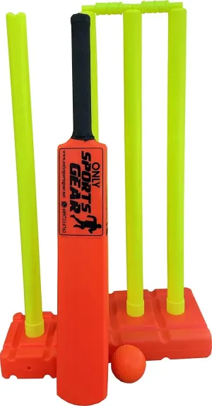 Kids Plastic Cricket Set Includes Bat Ball Stumps Base & Carry Bag