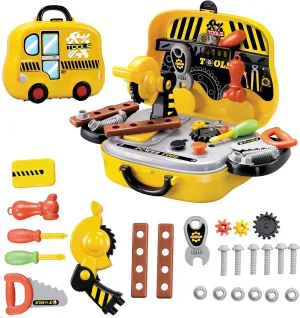 Kids' Pretend Tool Workshop Set - Screwdrivers, Hammer, Wrench, Screws & More Hand Tools for Boys & Girls - 31 Pieces Construction Learning Game with Storage Case - 3 Years Old and Up